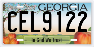 GA license plate CEL9122