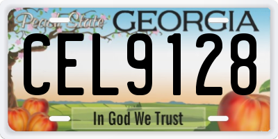 GA license plate CEL9128