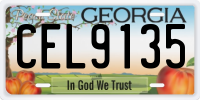 GA license plate CEL9135