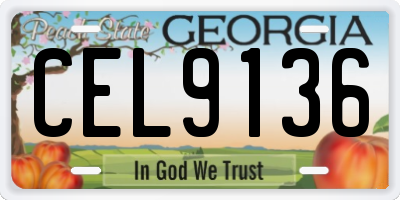 GA license plate CEL9136