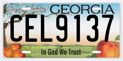 GA license plate CEL9137