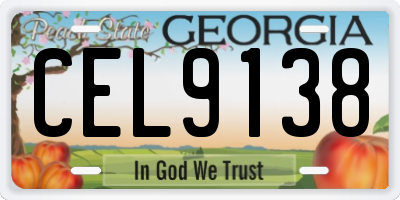 GA license plate CEL9138