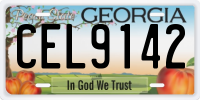 GA license plate CEL9142
