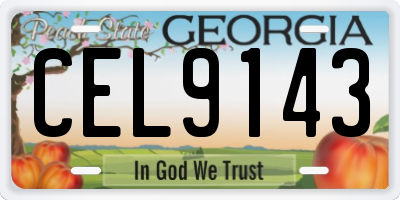 GA license plate CEL9143