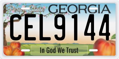 GA license plate CEL9144