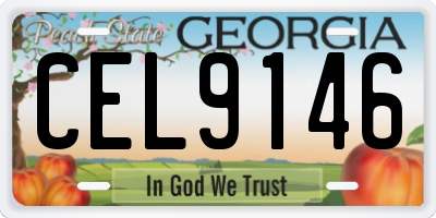 GA license plate CEL9146
