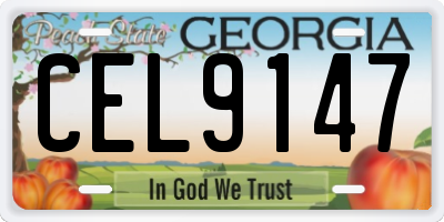 GA license plate CEL9147