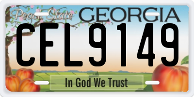 GA license plate CEL9149