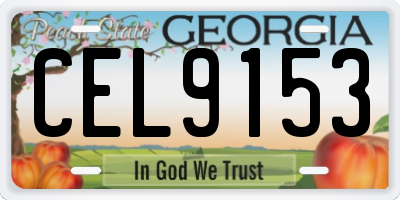 GA license plate CEL9153