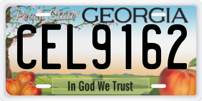 GA license plate CEL9162