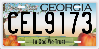 GA license plate CEL9173