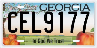GA license plate CEL9177