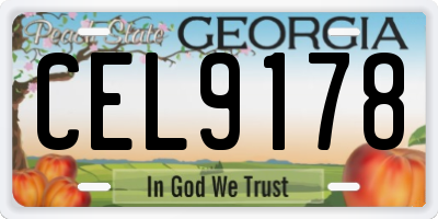 GA license plate CEL9178