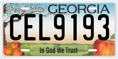 GA license plate CEL9193