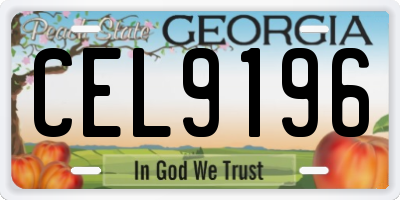 GA license plate CEL9196