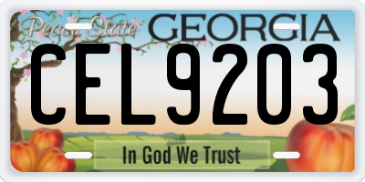GA license plate CEL9203