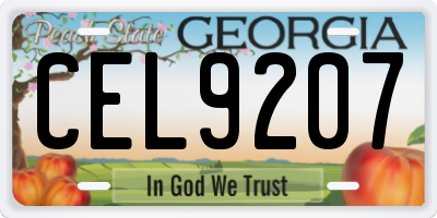 GA license plate CEL9207