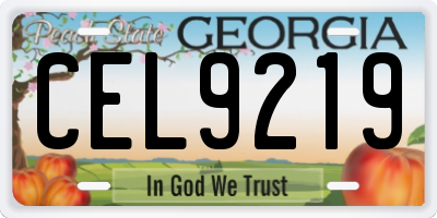 GA license plate CEL9219