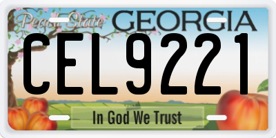GA license plate CEL9221