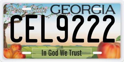 GA license plate CEL9222