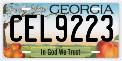 GA license plate CEL9223
