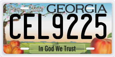 GA license plate CEL9225