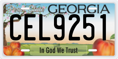 GA license plate CEL9251