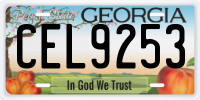GA license plate CEL9253