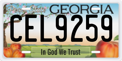 GA license plate CEL9259