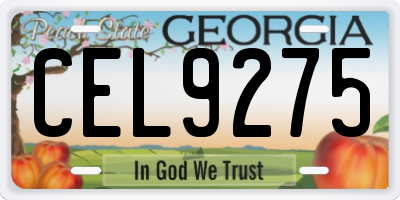 GA license plate CEL9275