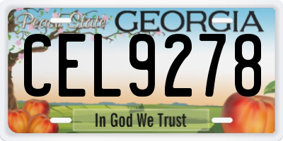 GA license plate CEL9278