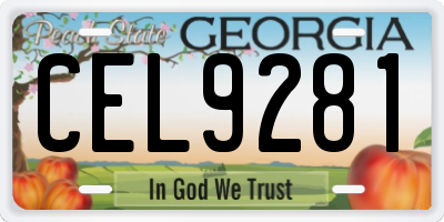 GA license plate CEL9281