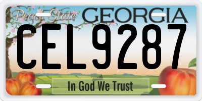 GA license plate CEL9287
