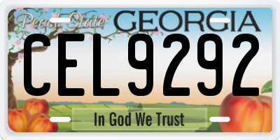 GA license plate CEL9292
