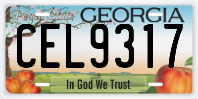 GA license plate CEL9317