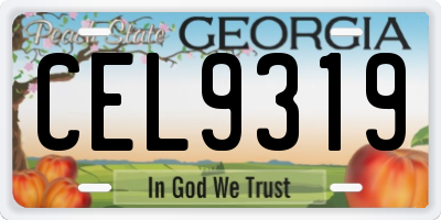 GA license plate CEL9319