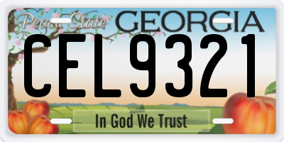 GA license plate CEL9321