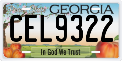 GA license plate CEL9322