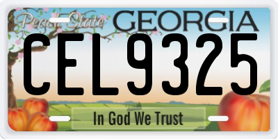 GA license plate CEL9325
