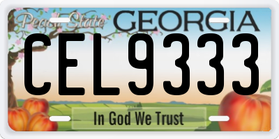 GA license plate CEL9333