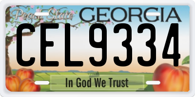 GA license plate CEL9334