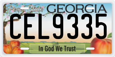 GA license plate CEL9335