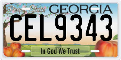 GA license plate CEL9343