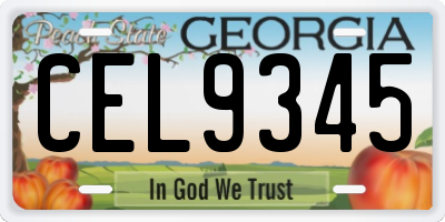 GA license plate CEL9345