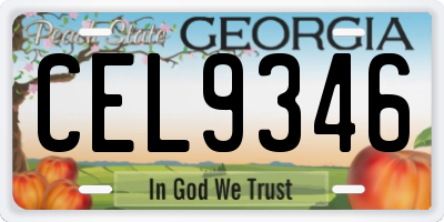 GA license plate CEL9346