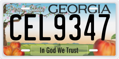 GA license plate CEL9347