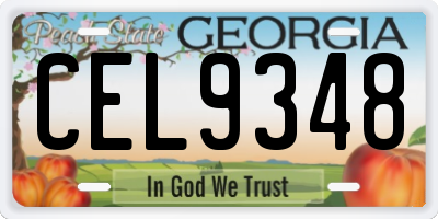 GA license plate CEL9348