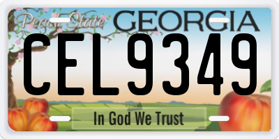 GA license plate CEL9349