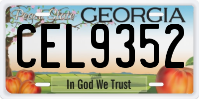 GA license plate CEL9352