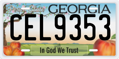 GA license plate CEL9353